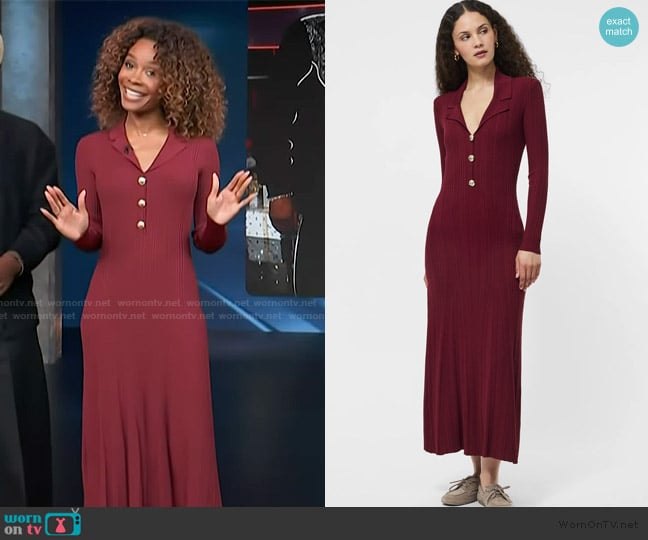 Zuri’s burgundy ribbed dress on Access Hollywood