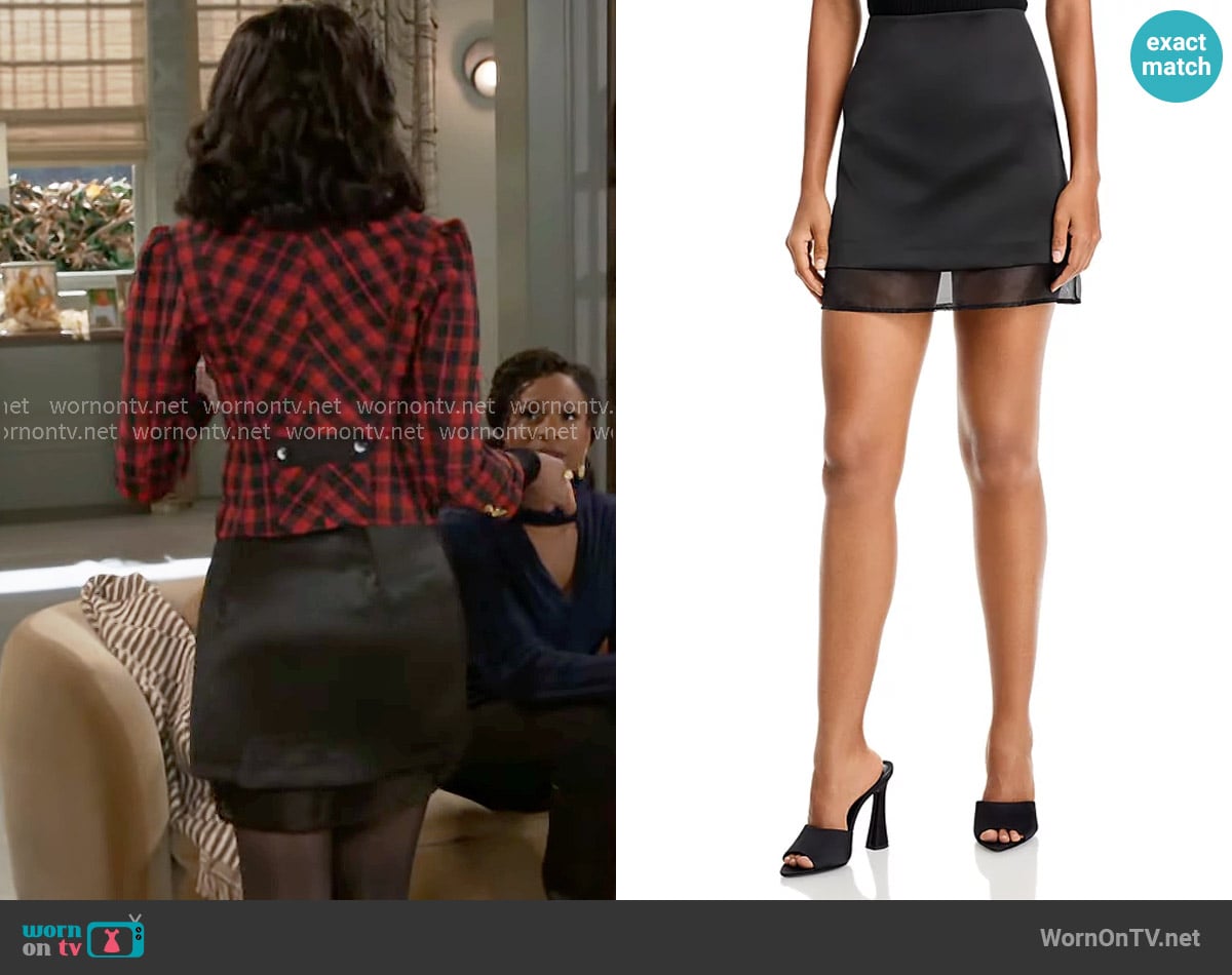 French Connection Satin Mini Skirt worn by Kat Richardson (Colby Muhammad) on Beyond the Gates