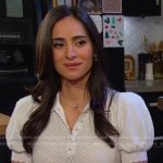 Gabi’s white pointelle polo on Days of our Lives