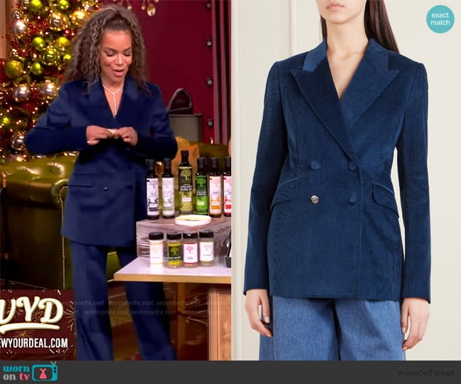 Gabriela Hearst Angela double-breasted cotton-corduroy blazer worn by Sunny Hostin on The View