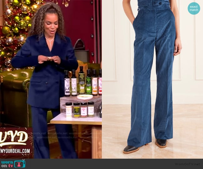 Gabriela Hearst Vesta cotton-corduroy flared pants worn by Sunny Hostin on The View