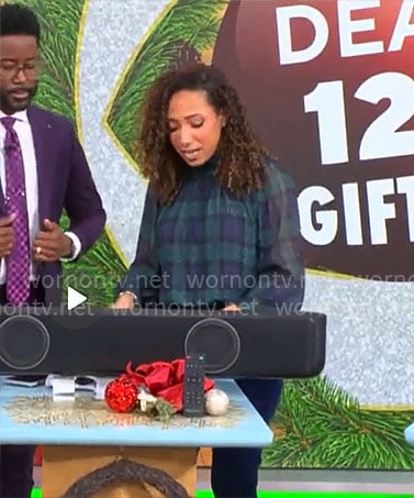 Gabrielle Kerr’s green plaid top on CBS Mornings