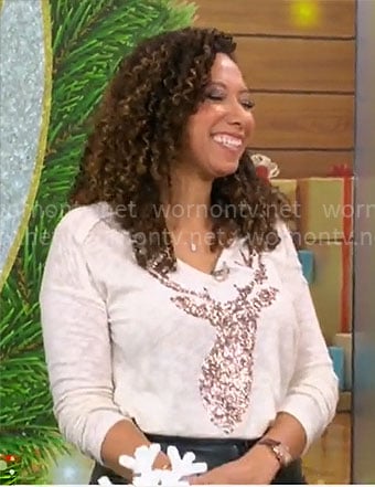 Gabrielle Kerr’s reindeer top on CBS Mornings