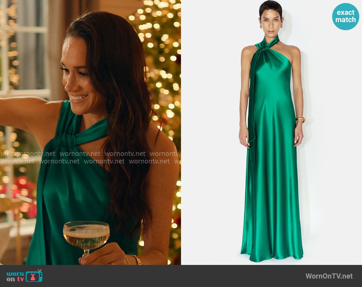 Meghan Markle’s green satin dress on With Love Meghan