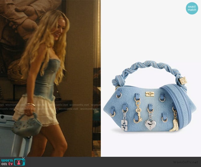 Ganni Bou Charms Mini Denim Shoulder Bag worn by Ainsley Norris (Michelle Randolph) on Landman