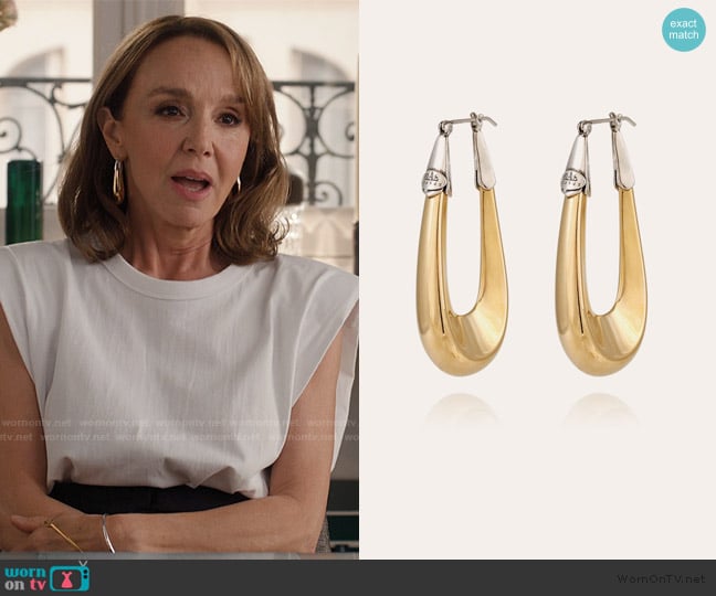 Gasbijoux Ecume bicolor earrings worn by Sylvie (Philippine Leroy-Beaulieu) on Emily in Paris