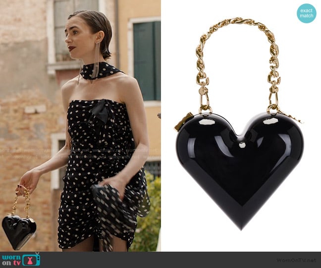GCDS Heart Bag worn by Emily Cooper (Lily Collins) on Emily in Paris