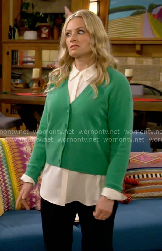 Gemma's green v-neck cardigan on The Neighborhood