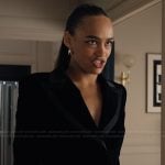 Genevieve’s black velvet blazer on Emily in Paris