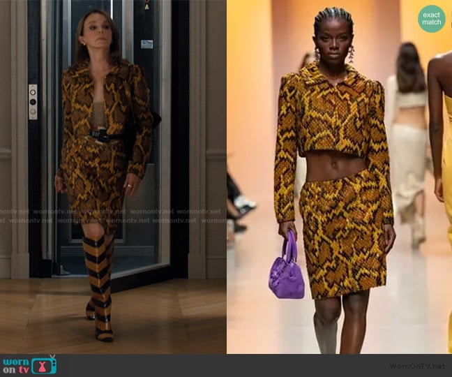 Georges Hobeika Embellished tulle cropped jacket worn by Sylvie (Philippine Leroy-Beaulieu) on Emily in Paris