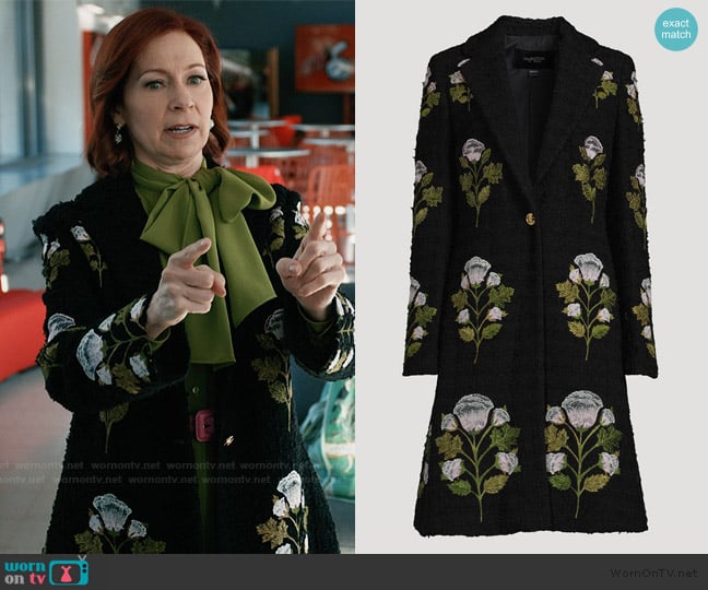 Giambattista Valli Floral-Embroidered Tweed Bouclé Coat worn by Elsbeth Tascioni (Carrie Preston) on Elsbeth