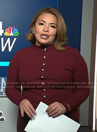Gilma Avalos’s red cardigan on NBC News Daily