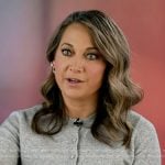 Ginger’s grey knit cardigan and skirt on Good Morning America