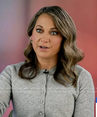 Ginger's grey knit cardigan and skirt on Good Morning America