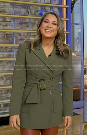 Ginger’s olive green belted blazer on Good Morning America