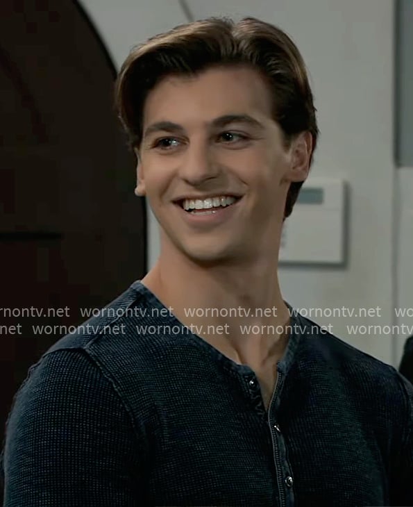 Gio's blue henley shirt on General Hospital