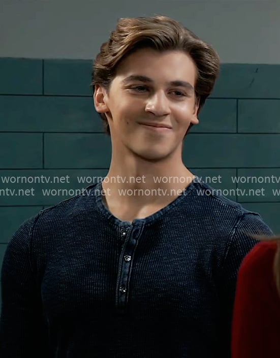 Gio's blue henley shirt on General Hospital