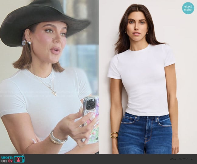 Good American Super Stretch Baby Tee worn by Khloe Kardashian (Khloe Kardashian) on The Kardashians