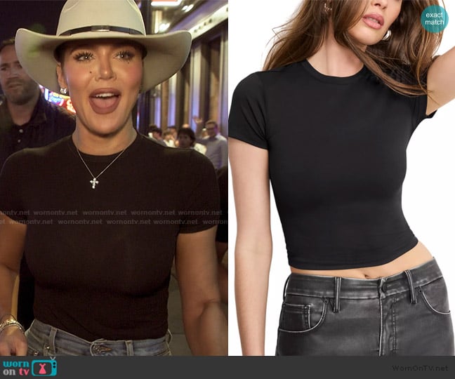 Good American Weightless Baby Tee worn by Khloe Kardashian (Khloe Kardashian) on The Kardashians