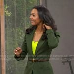 Malika Andrews’s green blazer and pants set on Good Morning America