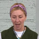 Christina Tosi’s green v-neck knit vest on Today