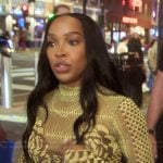 Malika’s green printed mesh top on The Kardashians