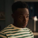 Carlton’s green stripe tee on Bel-Air