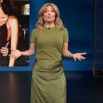 Kit’s green tee and satin skirt on Access Hollywood