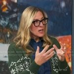 Stephanie Pugliese’s green knit zip cardigan on Good Morning America