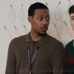 Gregory’s green ribbed polo sweater on Abbott Elementary