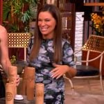 Gretta Monahan's floral print mesh top and skirt on The View