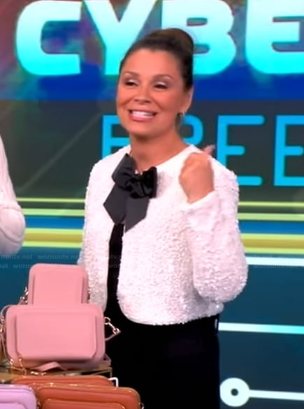 Gretta Monahan’s sequin bow front cardigan on The View