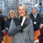 Dylan's grey coat with fur collar on Today