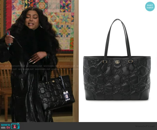 Gucci Calfskin GG Matelasse Medium Ophidia Shopping Tote Black worn by Vanetta Teagues (Taraji P. Henson) on Abbott Elementary