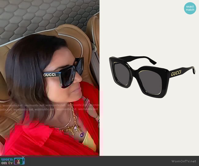 Gucci Logo Acetate Butterfly Sunglasses worn by Bronwyn Newport on The Real Housewives of Salt Lake City
