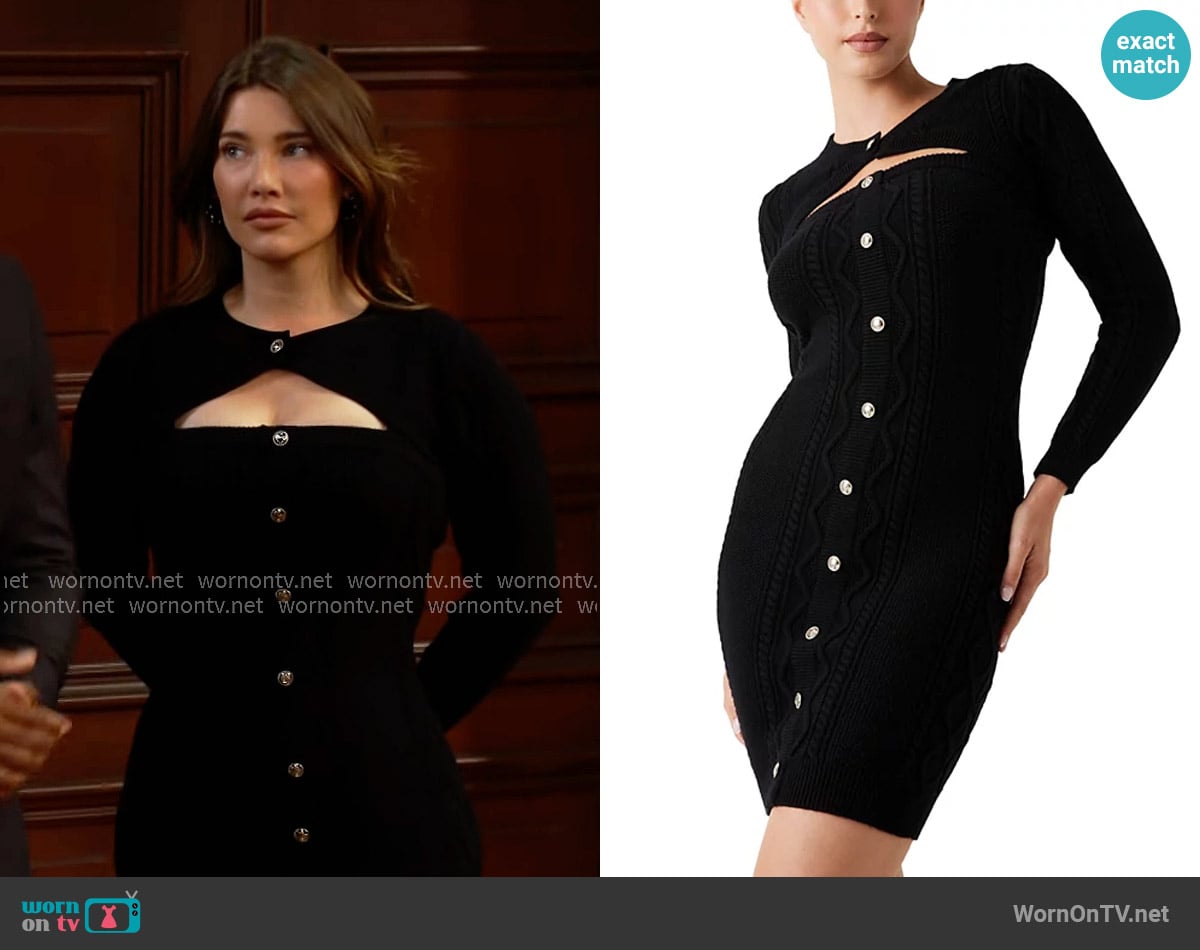 Guess Daphne Detachable Shrug Long Sleeve Dress worn by Steffy Forrester (Jacqueline MacInnes Wood) on The Bold and the Beautiful
