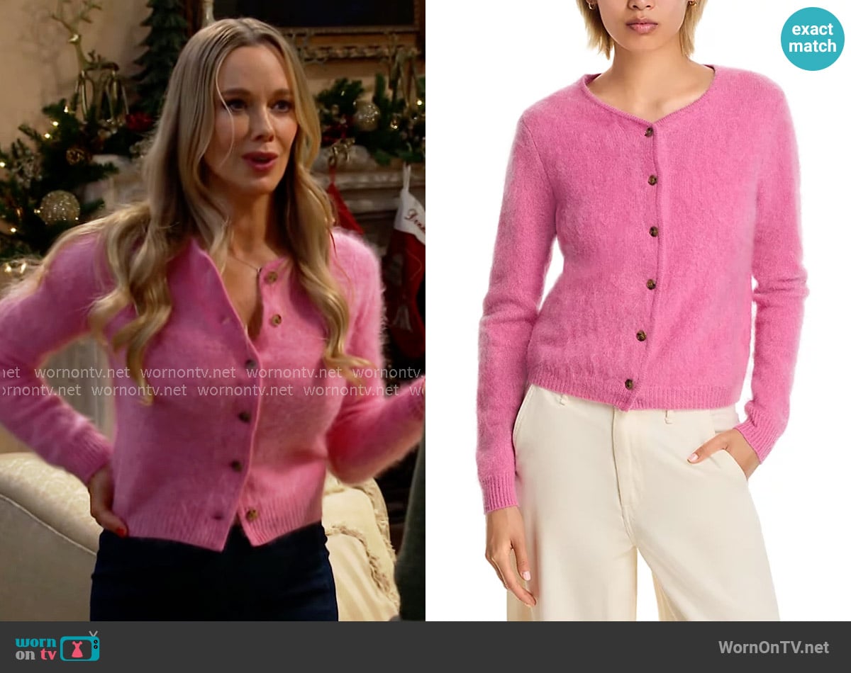 Guest in Residence Grizzly Cashmere Cardigan in Rose worn by Donna Logan (Jennifer Gareis) on The Bold and the Beautiful