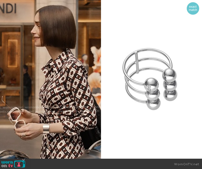 Guzema Multi Orb Ring in white gold worn by Emily Cooper (Lily Collins) on Emily in Paris