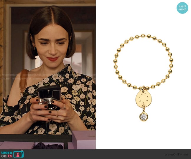 Guzema Solo Diamond Eternal Flat Ring worn by Emily Cooper (Lily Collins) on Emily in Paris