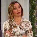 Gwen’s white print button down blouse on Days of our Lives