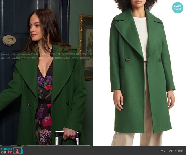 Halogen Double Breasted Coat worn by Stephanie Johnson (Abigail Klein) on Days of our Lives