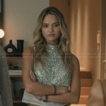 Harper’s embellished top on Elsbeth