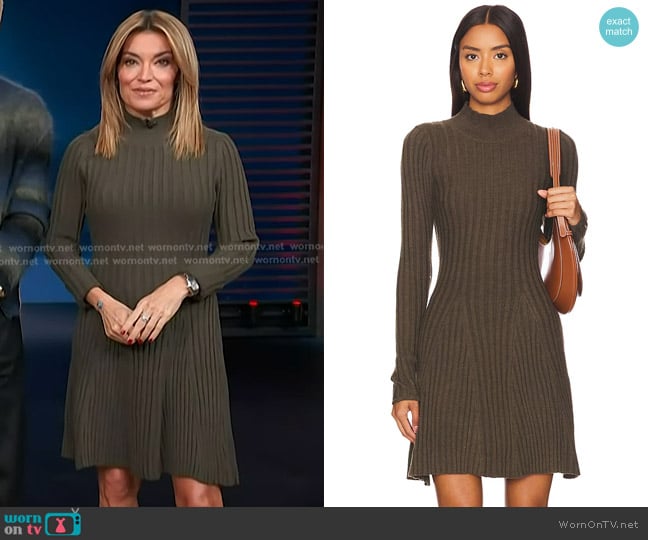 Kit’s green ribbed sweater dress on Access Hollywood Kit’s green ribbed sweater dress on Access Hollywood