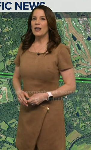 Heather O’Rourke's beige suede dress on Good Morning America