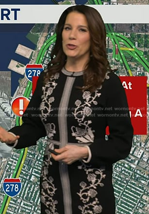 Heather's black floral print knit dress on Good Morning America