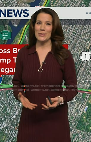Heather’s burgundy cable knit dress on Good Morning America