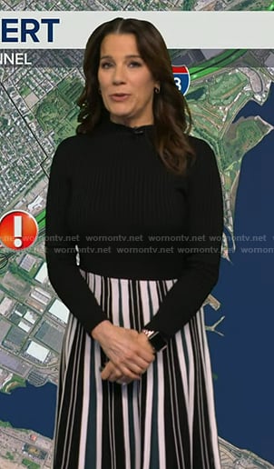 Heather's striped skirt knit dress on Good Morning America