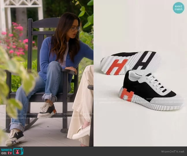 Hermes Bouncing Sneaker in Black / White worn by Kyle Richards on The Real Housewives of Beverly Hills