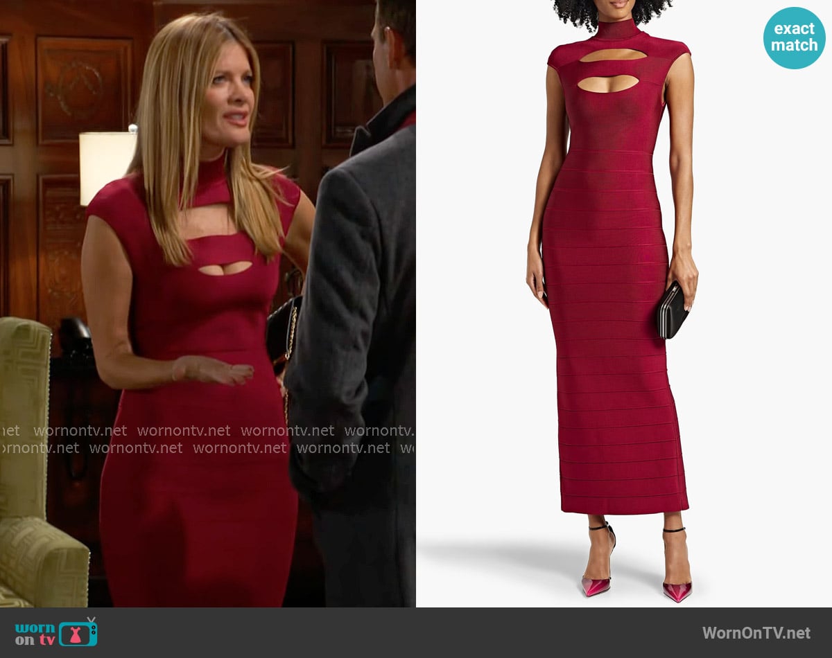 Herve Leger Cutout bandage gown worn by Phyllis Summers (Michelle Stafford) on The Young and the Restless