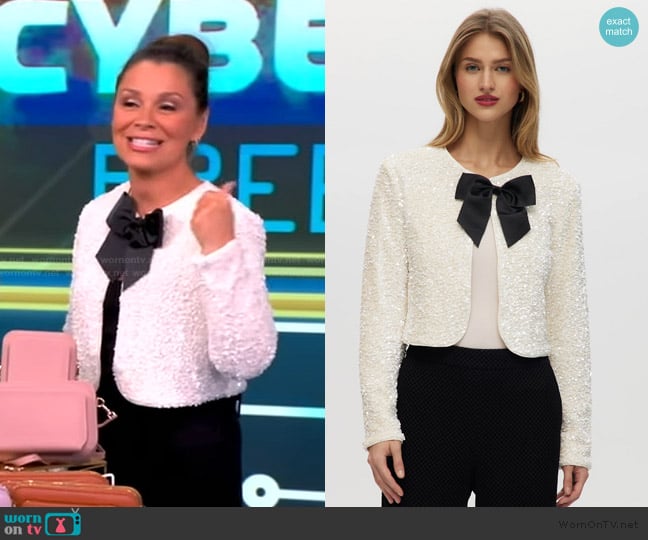 Gretta Monahan’s sequin bow front cardigan on The View